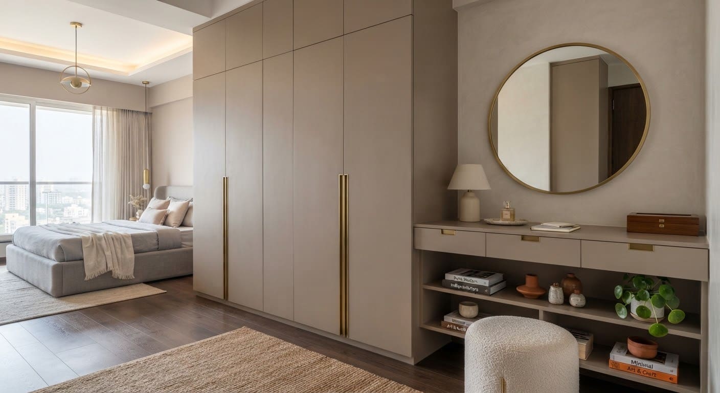 Study, Wardrobe & Study Wall, Balewadi (Balewadi High Street), interior design by Satkar Interiors